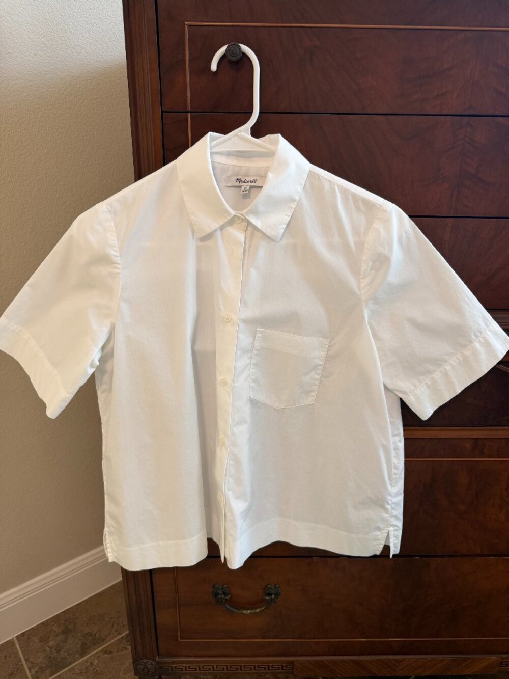 Madwell Boxy White Collar Crop Shirt